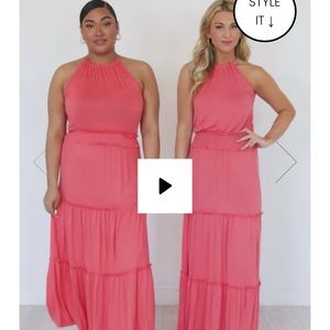 Pink Lily 3x coral maxi dress